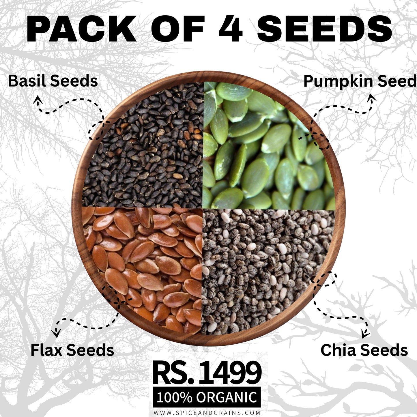 Pack Of 4 Seeds Bundle)250g – Nutritious, Immune-Boosting, Energy-Packed
